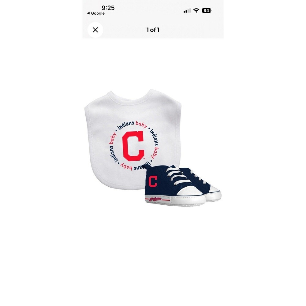 MLB Baby Fanatic Cleveland Indians Bib & Pre-Walkers 0-6 Months NIB - Picture 9 of 9